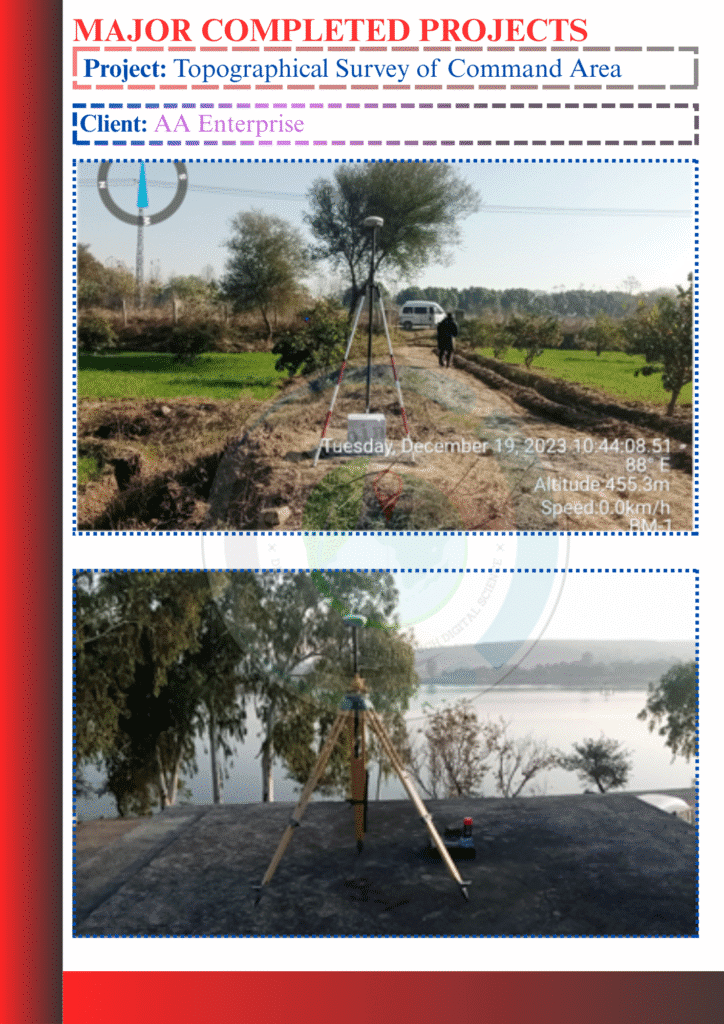 Topographic survey of the command area for accurate terrain mapping and irrigation planning